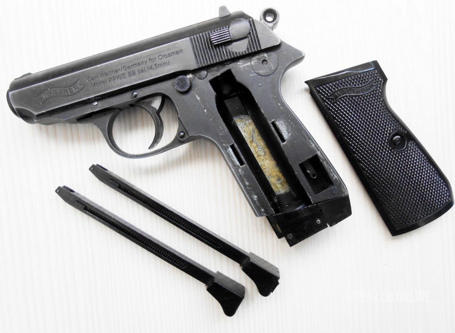 Пневматический пистолет Crosman Walther PPK/S является точной копией знаменитого одноименного огнестрельного пистолета немецкого производства.